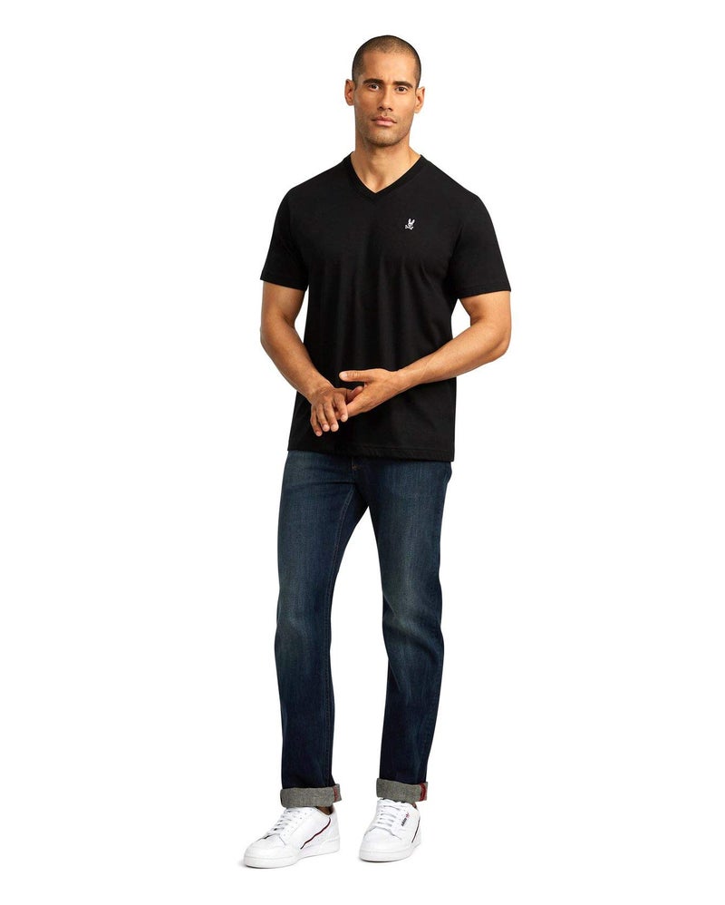Psycho Bunny Men's Regular Fit Short Sleeve V Neck T-Shirt (Medium, Black) - Image 3